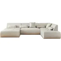Best Mobilier Lisa Design Onyx - canapé panoramique d'angle droit 7 places - en tissu , Beige