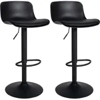 BellaFurn lot de 2 tabourets de bar en similicuir - Tabourets modernes - hauteur d'assise réglable. Couleur : noir