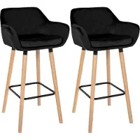 BellaFurn Tabouret de bar, tabouret velours, grand confort d'assise - Moderne - Bois de hêtre | Couleur : noir