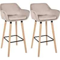 BellaFurn Tabouret de bar, tabouret velours, grand confort d'assise - Moderne - Bois de hêtre | Couleur : crème