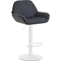 BellaFurn Tabouret de bar moderne en velours - Tabouret en velours - Hauteur d'assise élevée & pivotant à 360° | Couleur : noir | Couleur de base : blanc