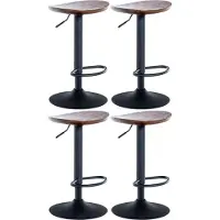 BellaFurn set de 4 tabourets de bar, réglables en hauteur, bois de plafondet métal mat | Couleur : noyer