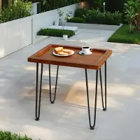Great han Grande table à thé en acajou avec motif de feuilles, table basse, pieds en fer laqué, à utiliser dans le salon, sur le canapé ou dans le jardin