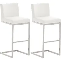 BellaFurn set de 2 tabourets de bar - Chaises hautes - Repose-pieds et dossier confortables | Couleur : blanc