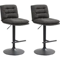 BellaFurn set de 2 tabourets de bar - Tabouret de banc - Grand confort d'assise | Couleur : gris foncé, couleur de base : noir