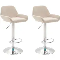 BellaFurn Set de 2 tabourets de bar réglables - Tabouret de bar - dossier confortable et repose-pieds | Couleur : crème | Couleur de base : chrome