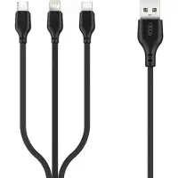 XO Câble de recharge rapide 3 en 1 - micro, type c et lightning vers usb - 1m - couleur noir