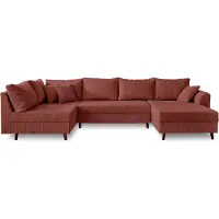 Best Mobilier Lisa Design Rune - canapé panoramique d'angle gauche - 7 places - en velours côtelé , Terracotta