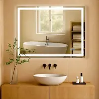 BellaFurn Miroir de salle de bain LED 60 x 80 cm - miroir mural - anti-condensation et éclairage variable