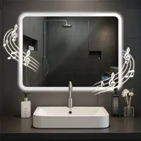 BellaFurn Miroir de salle de bain avec Bluetooth - miroir mural - éclairage LED et fonction anti-condensation