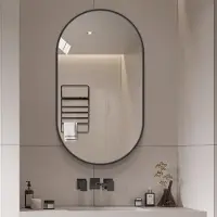 Great han Miroir de salle de bain LED 50 × 80 cm – sans cadre, anti-buée, antidéflagrant, montage vertical/horizontal, miroir mural moderne avec verre de sécurité