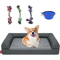 Topchances Lit pour chien grand/moyen/petit - lavable animal de compagnie chien chat lits canapé tapis avec housse amovible, gris foncé, taille M