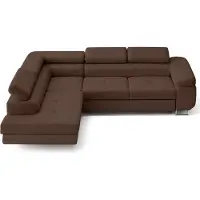 Lisa Design Zaria - canapé d'angle gauche 5 places convertible avec coffre et têtières en simili , Marron