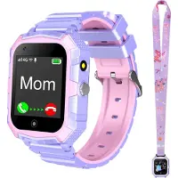 Topchances montre intelligente pour enfants 4G pour garçons filles, montre-téléphone intelligente étanche avec GPS Appel vidéo WiFi SOS caméra montre-bracelet pour enfants 3-14 anniversaire cadeaux de Noël,Lila