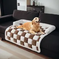 Topchances Housse de canapé pour animaux de compagnie, antidérapante lit pour chien, lit pour chien en flanelle lavable canapé pour chien tapis de protection pour meubles,Marron,75x75cm