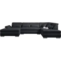 Lisa Design Vermont - canapé panoramique d'angle droit - 7 places - XXL , Noir