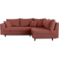 Lisa Design Rune - canapé d'angle droit - 4 places - avec pouf d'appoint - en velours côtelé , Terracotta