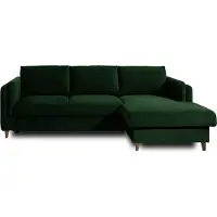 Lisa Design Brooke - canapé d'angle droit - convertible avec coffre - 4 places - en velours , Vert