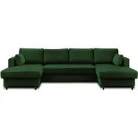 Best Mobilier Lisa Design Anna - canapé panoramique en U - 7 places - convertible avec coffre - en velours , Vert