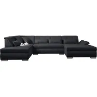 Lisa Design Vermont - canapé panoramique d'angle gauche - 7 places - XXL , Noir