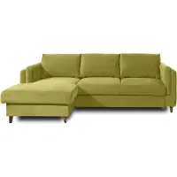 Lisa Design Brooke - canapé d'angle gauche - convertible avec coffre - 4 places - en velours , Vert Olive