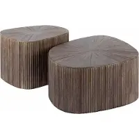 Lisa Design Tania - lot de 2 tables basses gigognes en teck massif - 73 et 53 cm , Bois