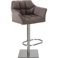 BellaFurn Tabouret de bar recouvert de tissu - tabouret de cuisine - hauteur réglable, pied en inox | Couleur : gris | Couleur de base : inox