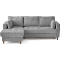 Lisa Design Anna - canapé d'angle gauche 4 places convertible avec coffre en velours texturé , Gris