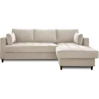 Lisa Design Anna - canapé d'angle droit - 4 places - convertible avec coffre - en velours , Beige