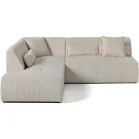 Lisa Design Onyx - canapé modulable d'angle gauche - 5 places - en velours côtelé , Beige
