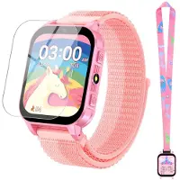 Topchances Montre intelligente pour enfants garçons et filles, avec 30 jeux de puzzle, podomètre lecteur de musique caméra réveil livre audio habitude, cadeau pour enfants 3-12