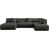 Best Mobilier Onyx - canapé modulable panoramique d'angle droit 7 places - en tissu , Gris foncé