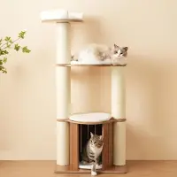 Great han Arbre à chat avec tronc XXL, plates-formes à 3 niveaux, 1 abri pour chats, tapis amovibles et protection anti-basculement,Imperméable et résistant à l'humidité