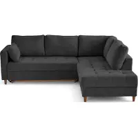Lisa Design Anna - canapé d'angle droit 5 places convertible en velours texturé , Gris Anthracite