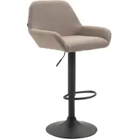 BellaFurn Tabouret de bar en tissu - Tabouret d'assise - Dossier laqué - Réglable en hauteur | Couleur : taupe | Couleur de base : noir