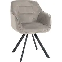 BellaFurn Chaise de salle à manger, chaise en velours gris - dossier ergonomique, design facile à entretenir