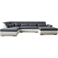 Lisa Design Vermont - canapé panoramique d'angle gauche - 7 places - XXL , Blanc / Gris