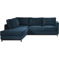 Lisa Design Jake - canapé d'angle gauche - convertible - 5 places - en velours côtelé , Bleu Ardoise