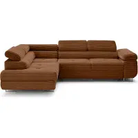 Lisa Design Zaria - canapé d'angle gauche 5 places convertible avec coffre et têtières en velours côtelé grosses côtes , Rouille