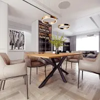 FURNISTAR Grande table de salle à manger châssis de table SPIDER 180x80x75h cm - plateau de 32 mm d'épaisseur - chêne Artisan