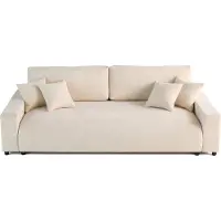 Lisa Design Pivoine - canapé droit 3 places - convertible avec coffre - en velours texturé , Beige