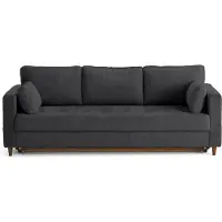 Lisa Design Anna - canapé droit 3 places convertible avec poche en velours texturé , Gris Anthracite