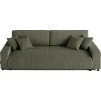 Lisa Design Pivoine - canapé droit 3 places - convertible avec coffre - en velours côtelé , Vert