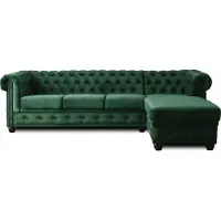 Best Mobilier William - canapé Chesterfield d'angle droit - 4 places - en velours , Vert