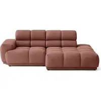 Lisa Design Matera - canapé d'angle droit 4 places avec têtières réglables en tissu texturé , Rose
