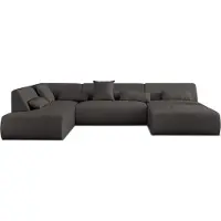 Lisa Design Onyx - canapé panoramique d'angle gauche 7 places - en tissu , Gris foncé