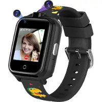 Topchances montre intelligente 4G pour enfants avec appel vidéo, montre intelligente pour enfants avec GPS, montre intelligente pour enfants appelant SOS mode école jeux réveil, cadeaux pour filles garçons,Noir