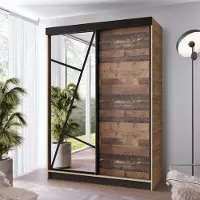 KIER FURNITURE Armoire avec miroir - Armoire à portes coulissantes 138x205x59cm