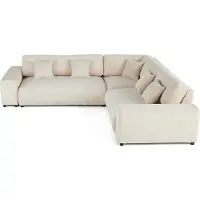 Best Mobilier Lisa Design Garance - canapé modulable d'angle droit - 5 places - en velours côtelé , Beige