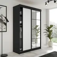 KIER FURNITURE Armoire à glissières LAMARO avec miroir, armoire chambre à coucher, 138x205x59cm